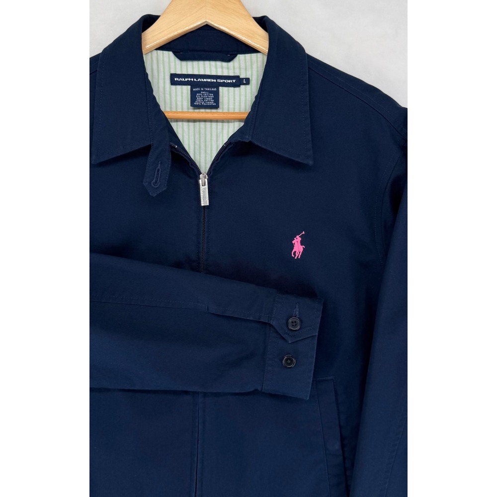 Vintage Ralph Lauren Sport Harrington Jacket Women's L Navy Pink Pony Cotton